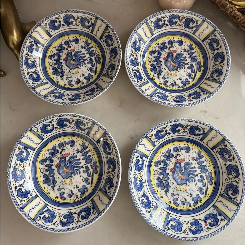 Sur La Table Blue Rooster Bowls~Portugal~Set Of 4 - Picture 2 of 8